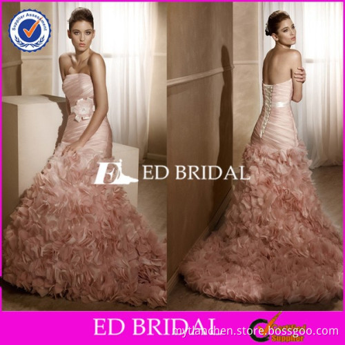 CE1008 Unique 2015 Sweetheart Pink Tulle Mermaid Tail Wedding Dress Bridal Gown